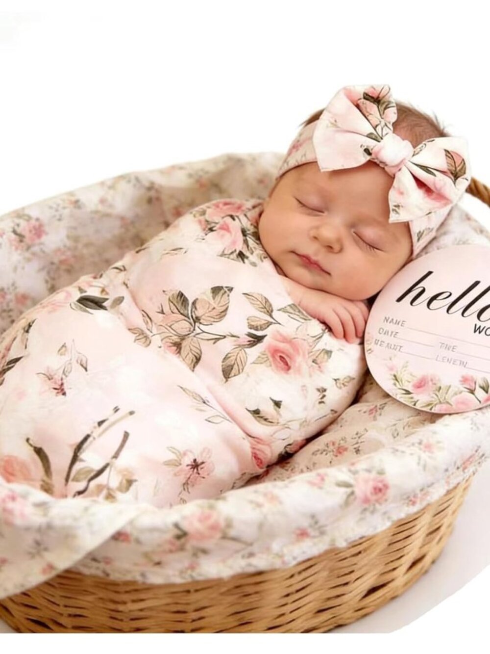 Newborn Receiving Blanket Headband Set Baby Flower Swaddle